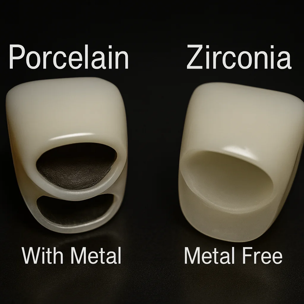 Zirconium Crowns vs Porcelain: Differences, Lifespan & Costs 3 zirconium crowns vs porcelain crowns